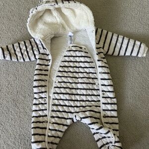 Nordstrom Black and White Striped Hooded Footie